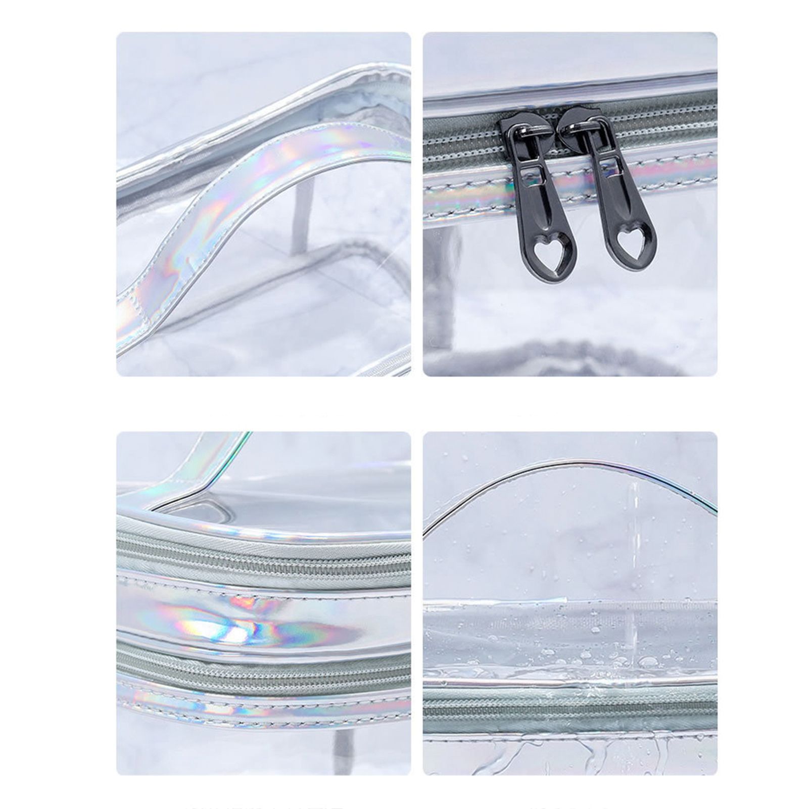 Ladies Cosmetic Bag Transparent Double Layer Waterproof High Capacity Toiletry Storage Bag for Travel Pink — image 5