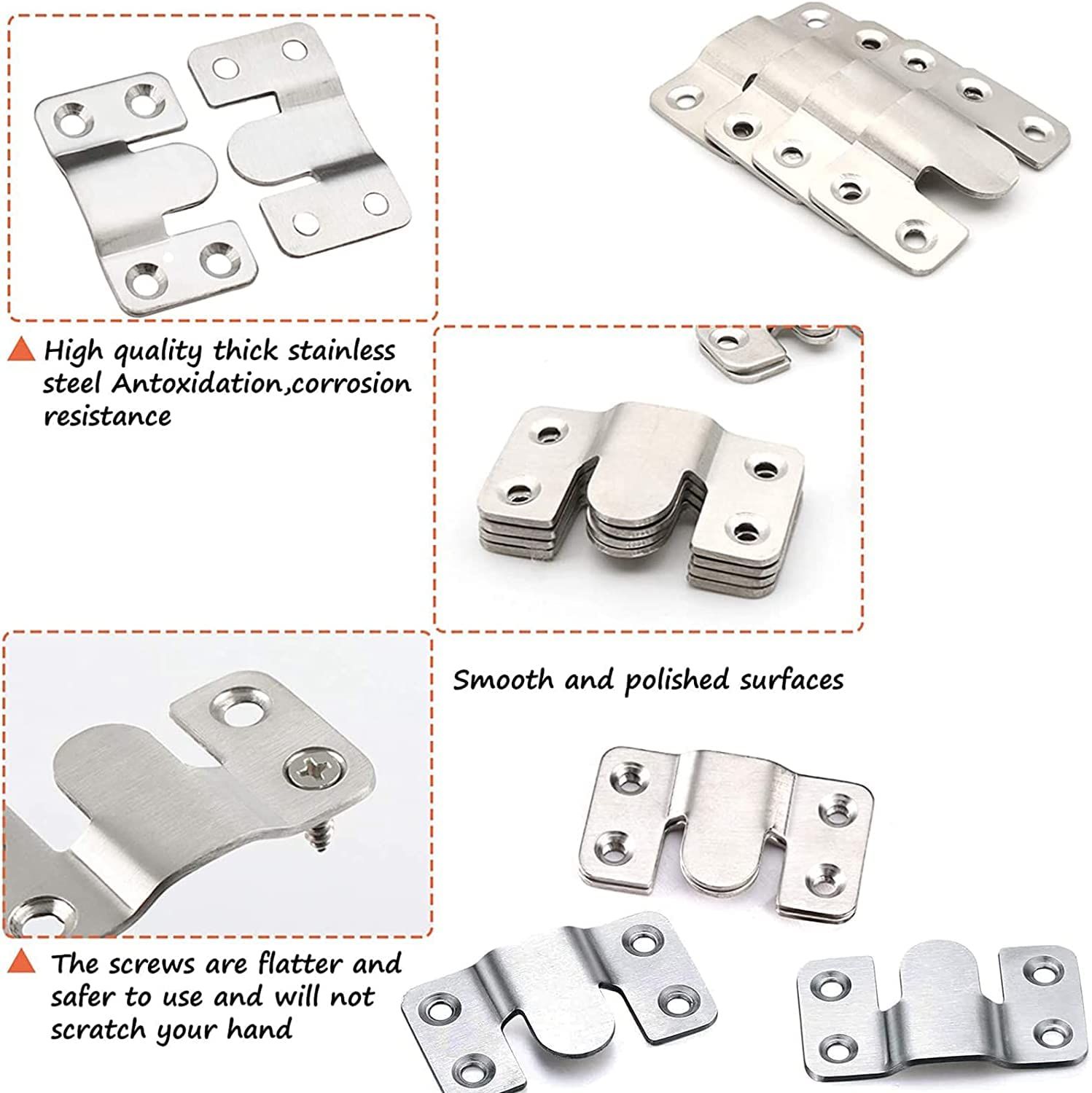 Flush Mount Bracket, Headboard Wall Mounting Brackets-56 × 30mm Interlocking Hanging Bracket, Mounting Hardware (4 Pairs) — image 3