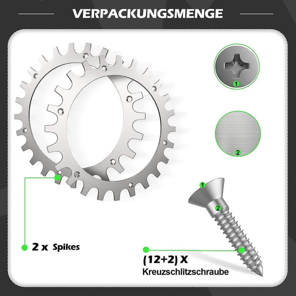Premium Stainless Steel Spikes for Worx Landroid S/M - 2-Pack with Screws (205mm Wheel) โ image 3