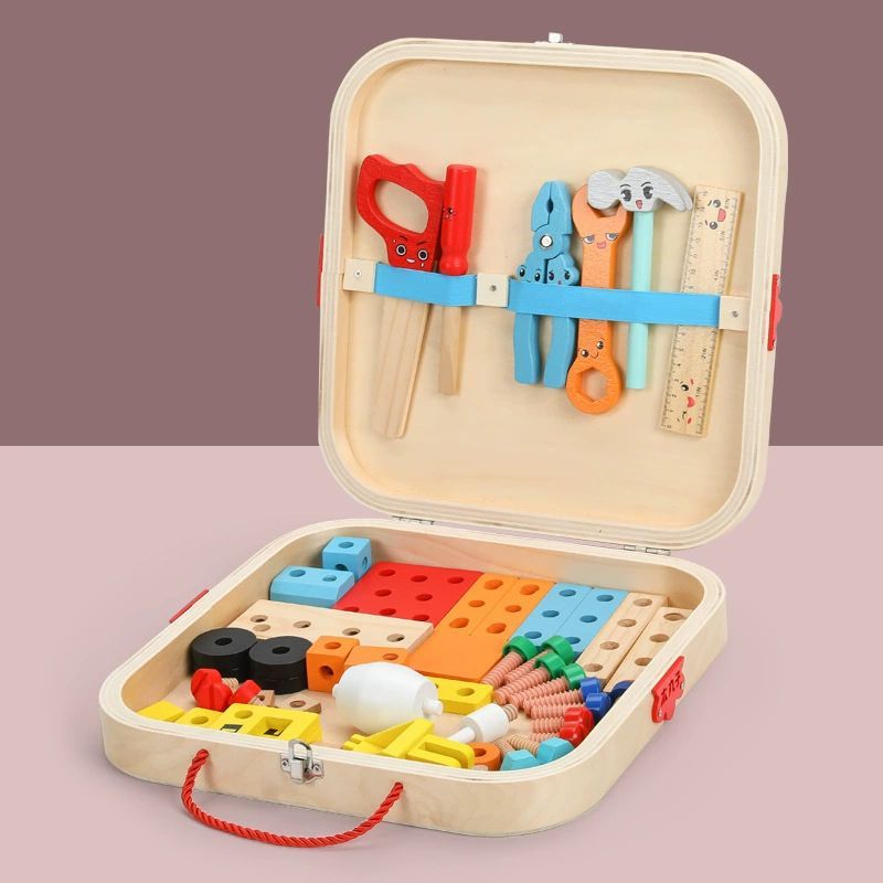 wooden toolbox, animal themed toy, building set, kids construction toy, fine motor skills, creative play, educational toy, birthday gift, Children's Day gift — image 2