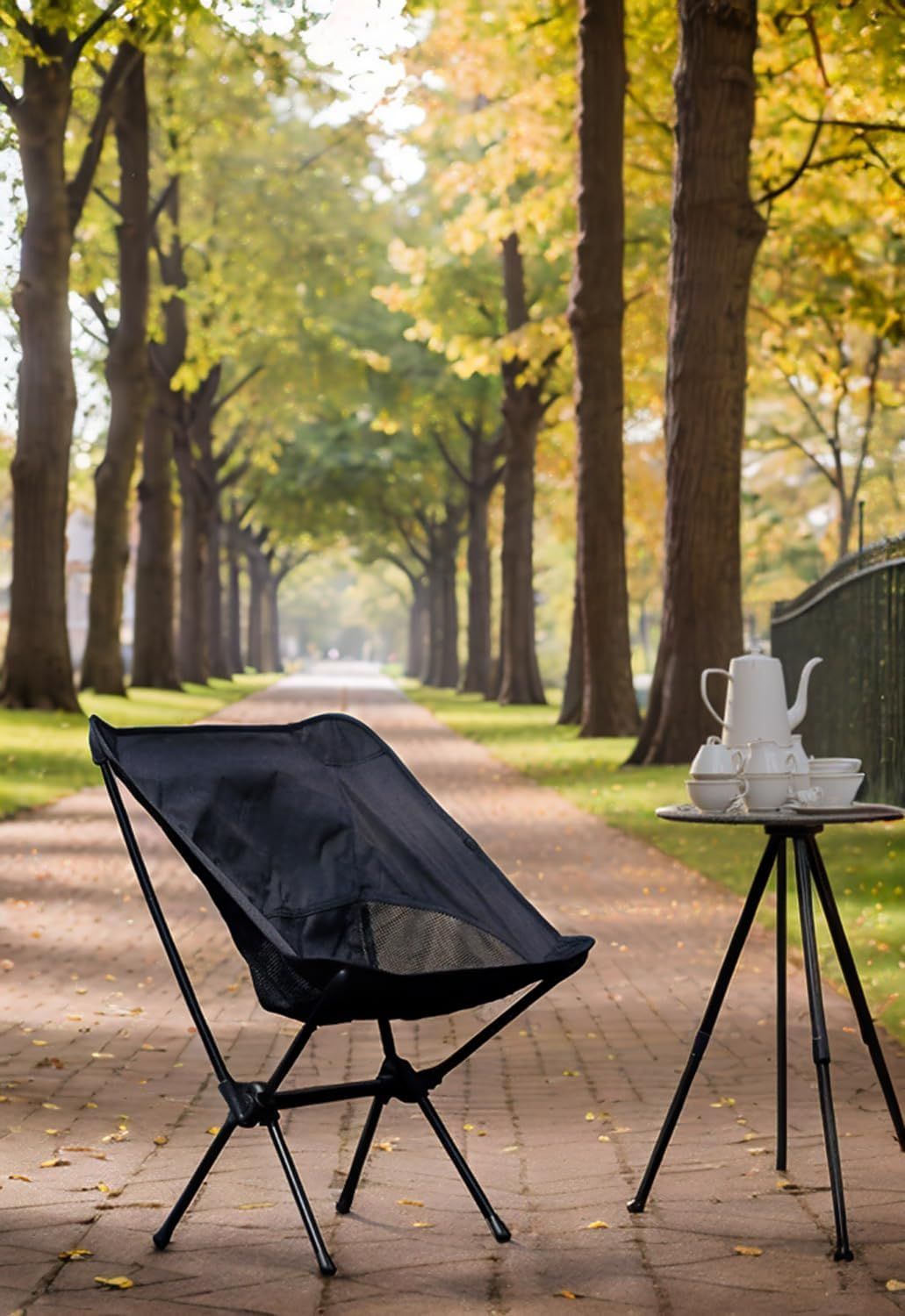 Portable Folding Camping Chair with Carry Bag, Lightweight Outdoor Seat for Hiking, Fishing, Picnics, Beach Trips and Backyard Use, Black — image 5
