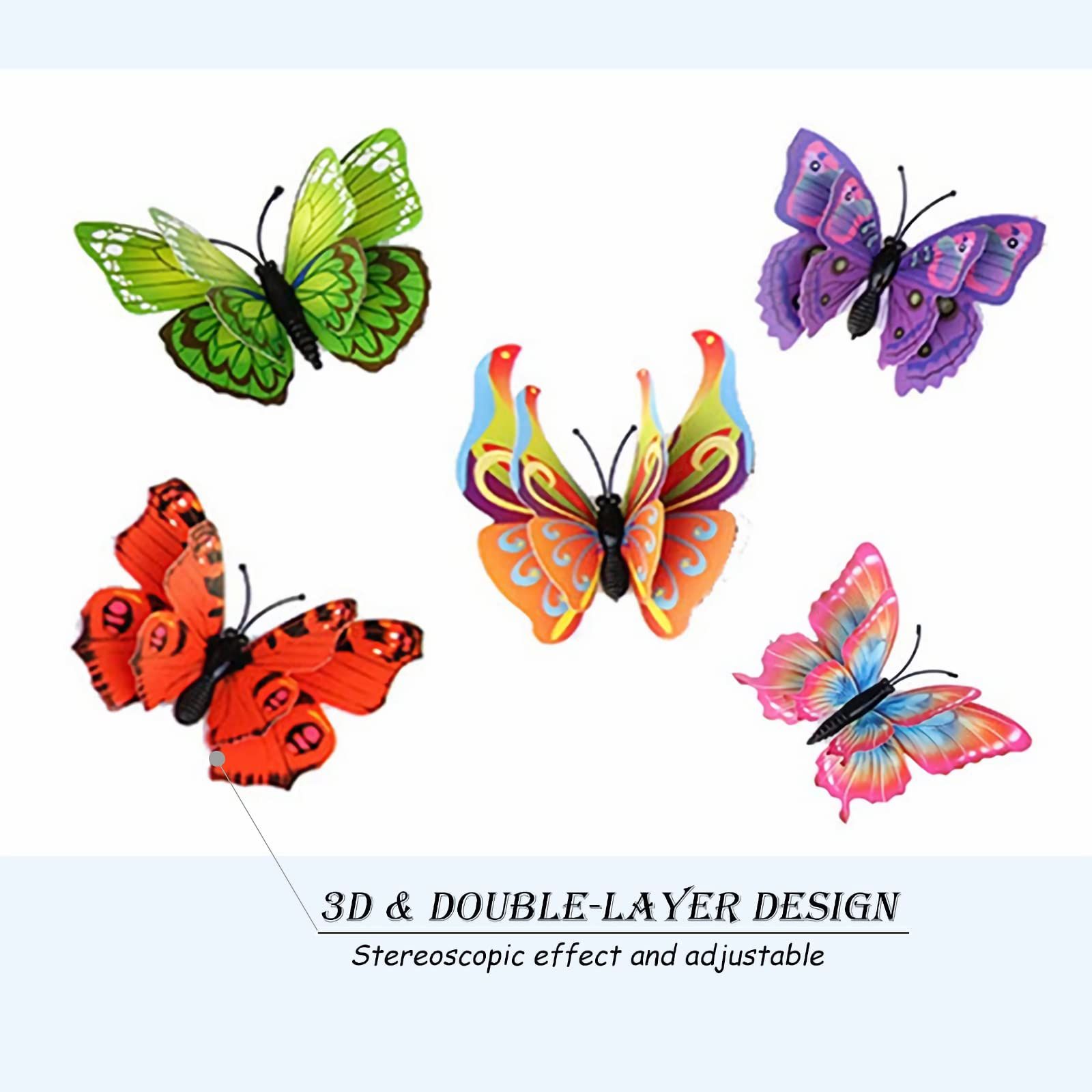 2pc Butterfly Wall Decor Butterflies Stickers for Party Decorations with Magnets(Colorful) Self adhesive stickers — image 2