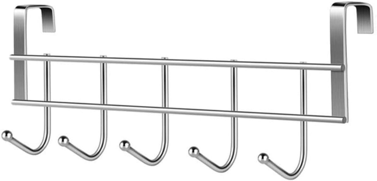 Door Coat Rack with 5 Hooks - Coat Rack on the Door - Clothes Rack - Towel Holder on the Door - For Clothes, Coats, Towels or Other Accessories - Hanging