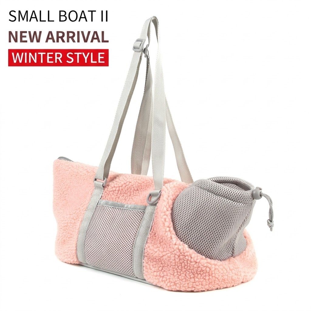 Cozy Winter Pet Carrier for Small Dogs and Cats — Warm Fleece-Lined Travel Bag with Breathable Mesh, Adjustable Shoulder Strap, and Foldable Design — image 4