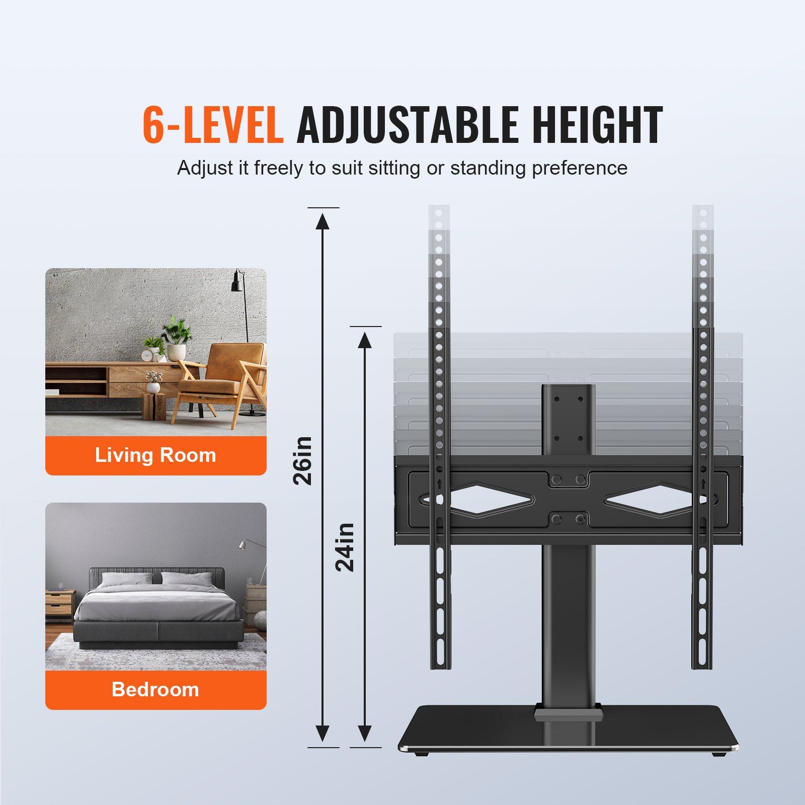 TV Stand Mount, Swivel Universal TV Stand for 32 to 55 inch TVs, Living Room — image 2