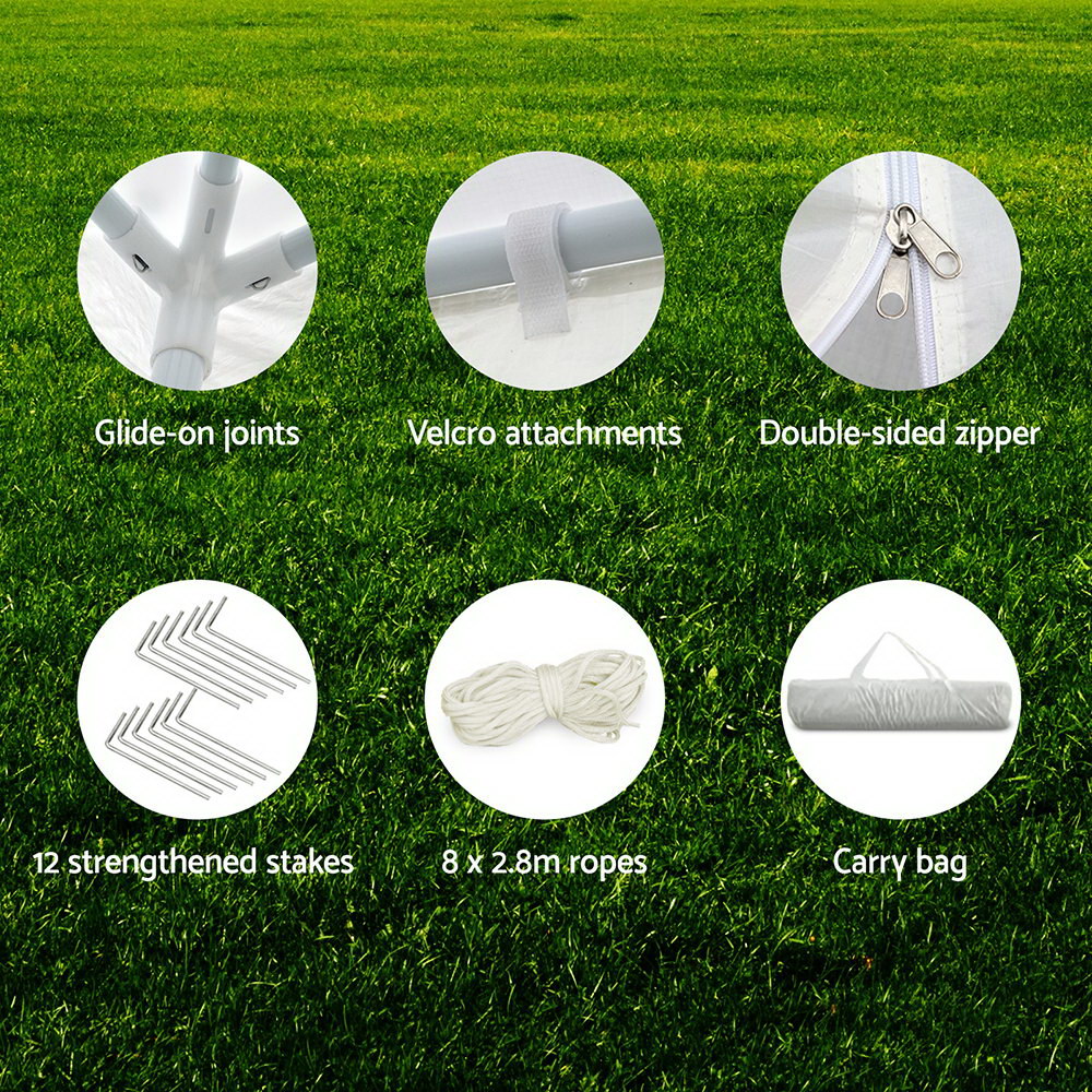 Instahut Gazebo 3x9m Marquee Wedding Party Tent Outdoor Camping Side Wall Canopy 8 Panel White — image 6