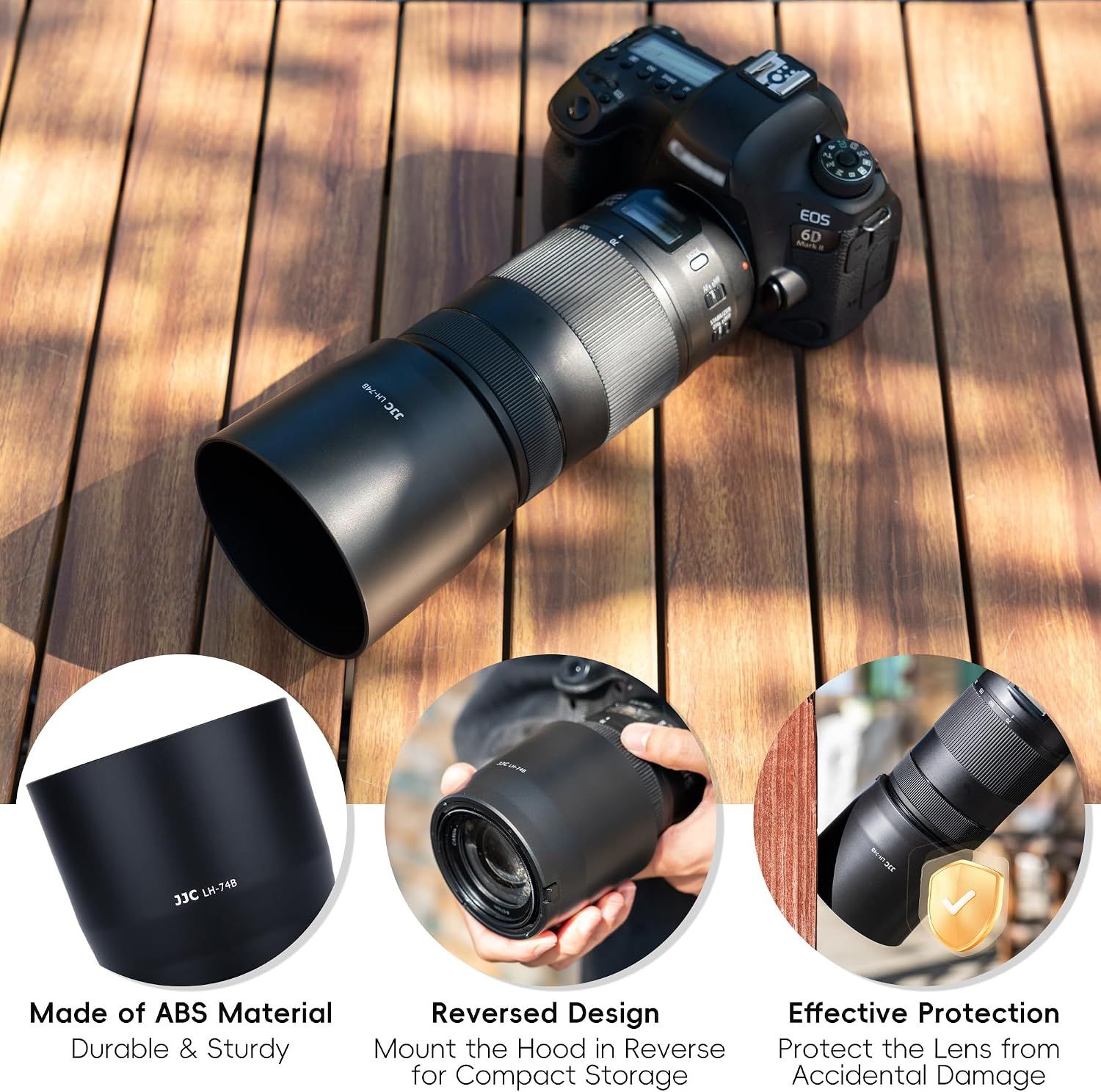 Dedicated Lens Hood Shade Protector for Canon RF 100-400mm F5.6-8 is USM & EF 70-300mm f/4-5.6 is II USM Replaces Canon ET-74B Lens Hood — image 5