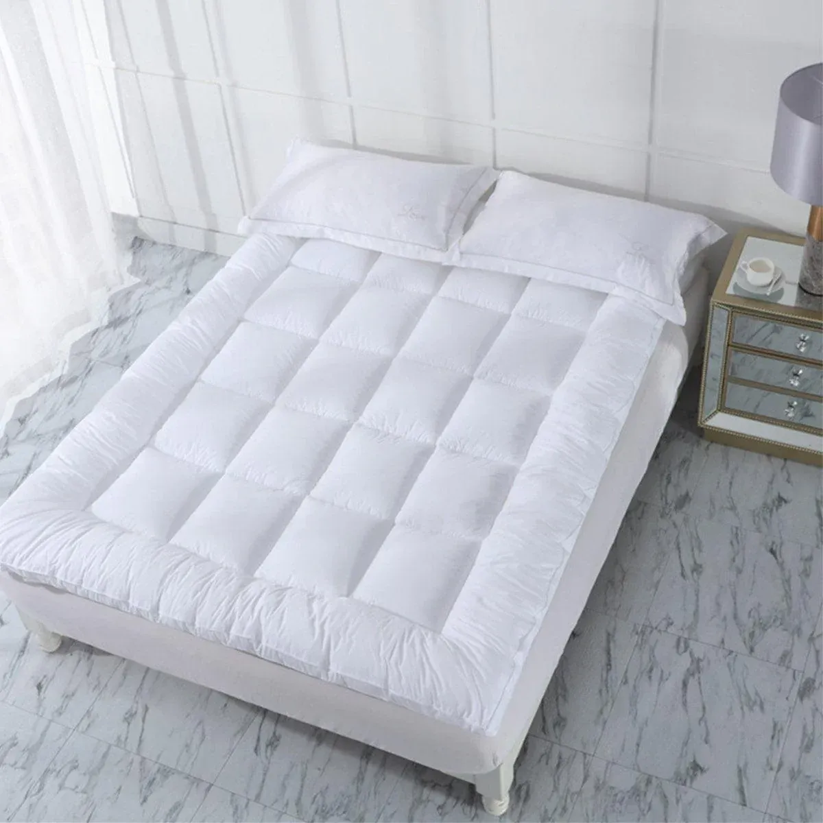 Hotel Mattress Protection Pads Bedding Comfort Mattress Topper Pads Mattress - 153x203cm-Cotton Down — image 4