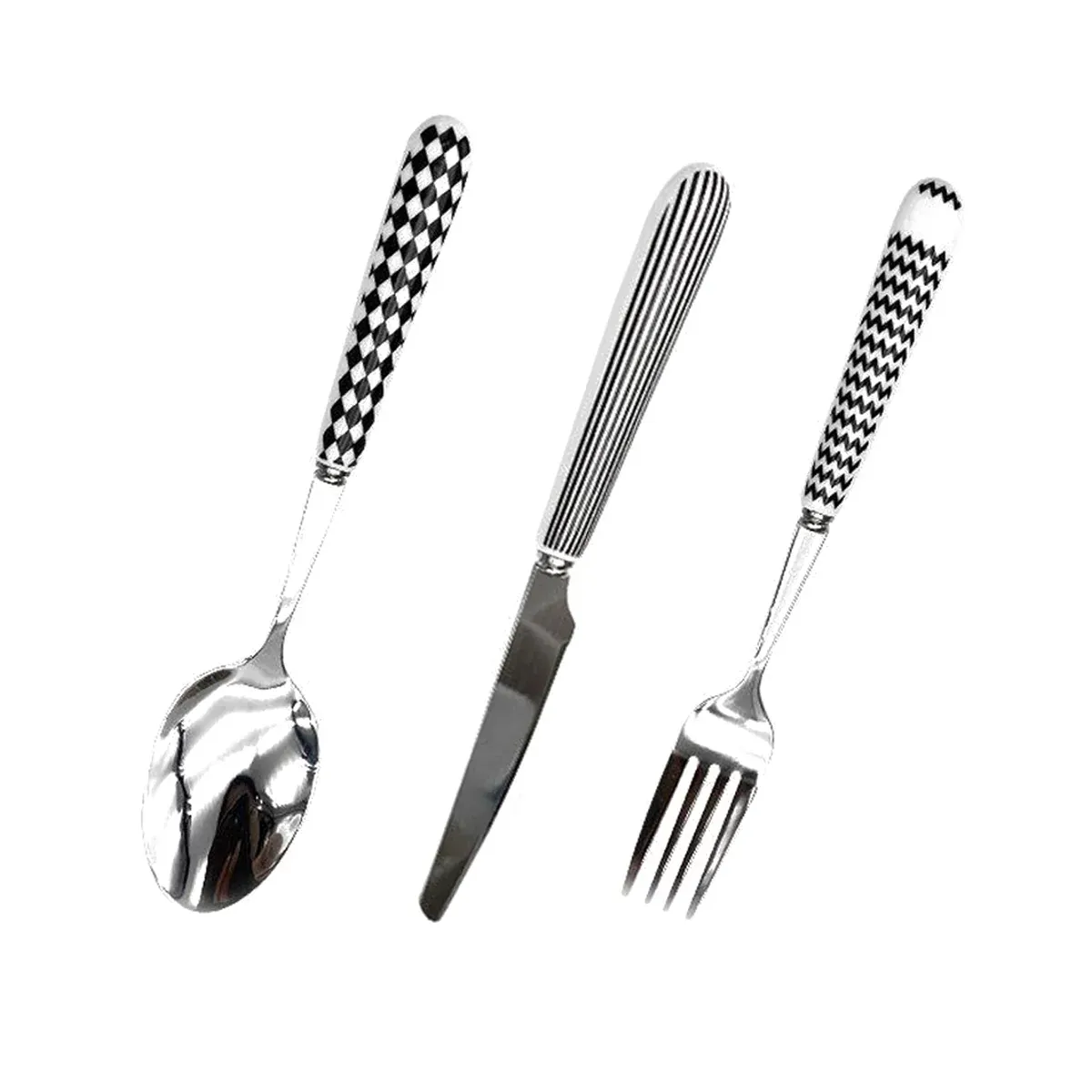 3PCS Stainless Steel Ceramic Handle Cutlery Set for Dining Kitchen Hotel Gift — image 2