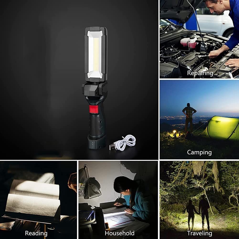 Rechargeable COB Work Light with Magnetic Base, Portable Mechanic Work Flashlight, 360° Swivel LED Work Light for Car Repair — image 3