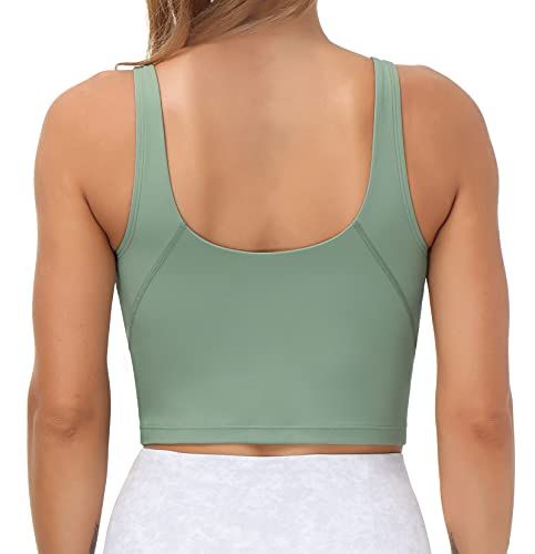 Women's Crop Tank Sports Bra for Yoga, Running, Gym Workouts & Low-Impact Activities, XL (Jade) — image 4