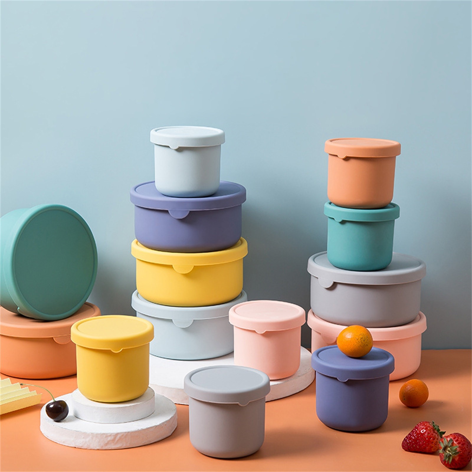 Silicone Food Containers for Kids, Reusable Baby Snack Fruits Container with Lids, Leak Proof Silicone Food Storage Containers Kids Small Lunch Box BPA Free โ image 4