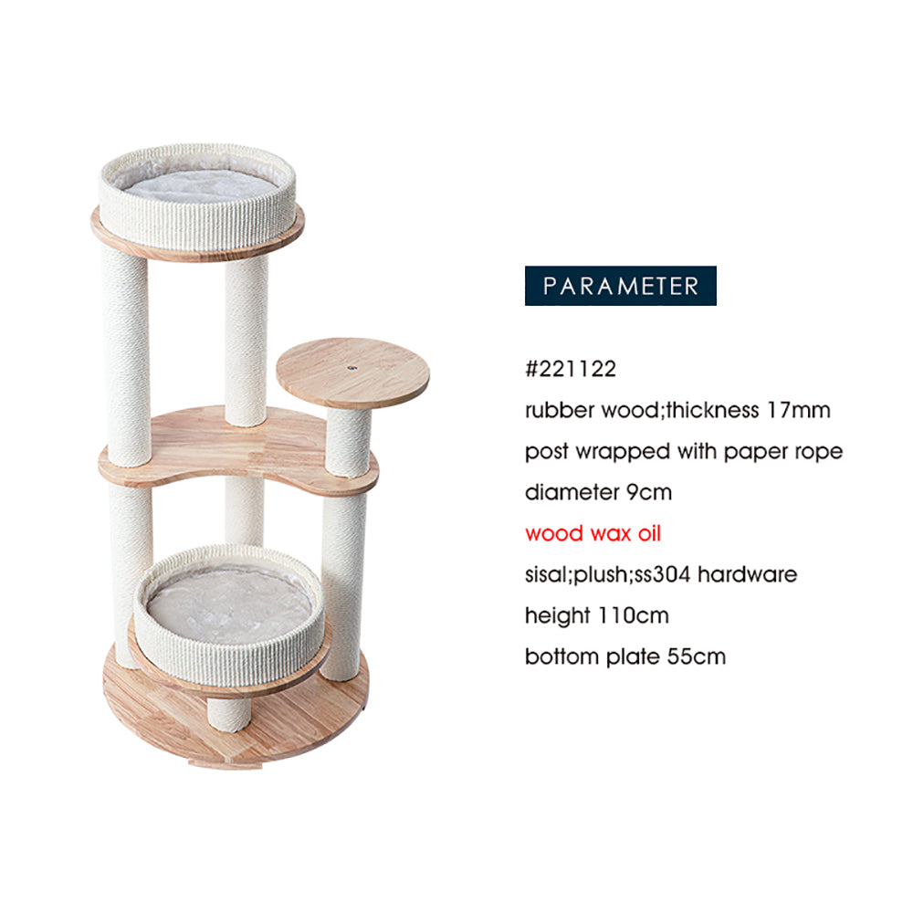 HONEYPOTCAT MZ Simple Joy Wood Cat Tower - Double Delight 110cm โ image 3