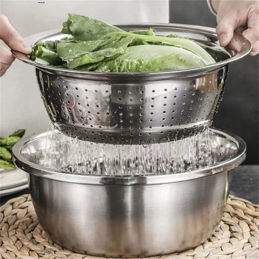 4 Pcs Kitchen Mixing Bowls with Grater Lid Stainless Steel Construction — image 6