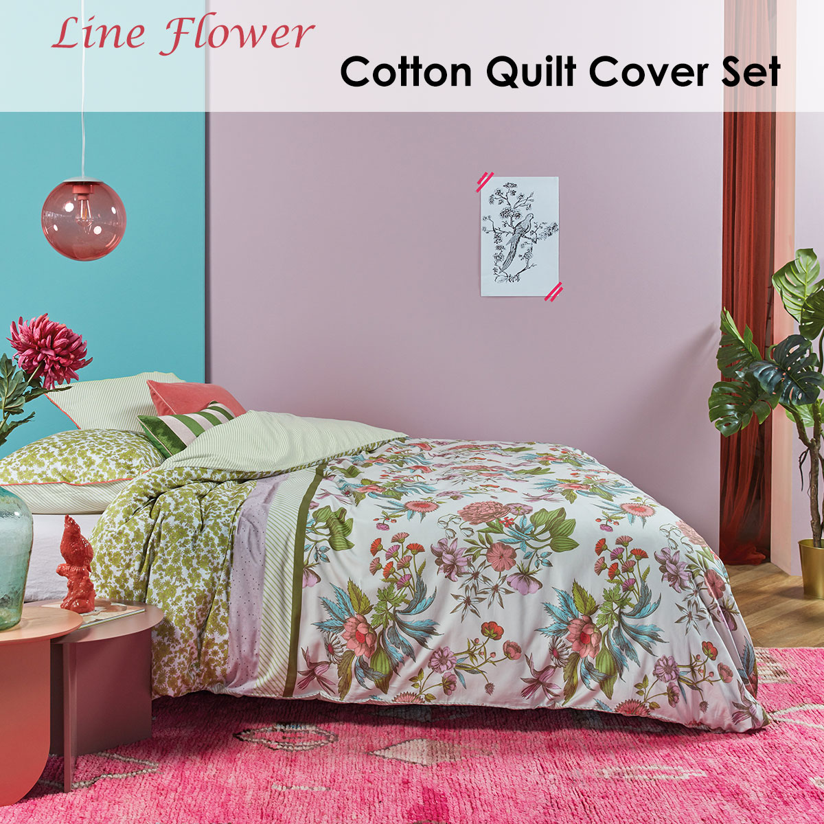 Oilily Line Flower Cotton Sateen Quilt Cover Set Queen — image 2