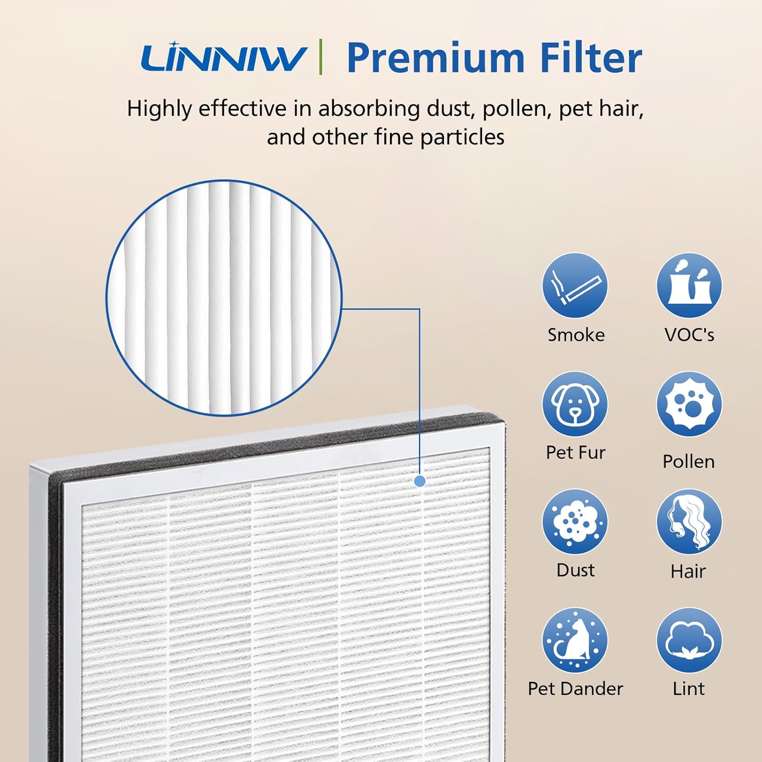 2 Pack Vital 100 Replacement Filter for LEVOIT Air Purifier, 3-in-1 HEPA Replacement Filter and High-Efficiency Activated Carbon Filter Set, Part Number Vital — image 6