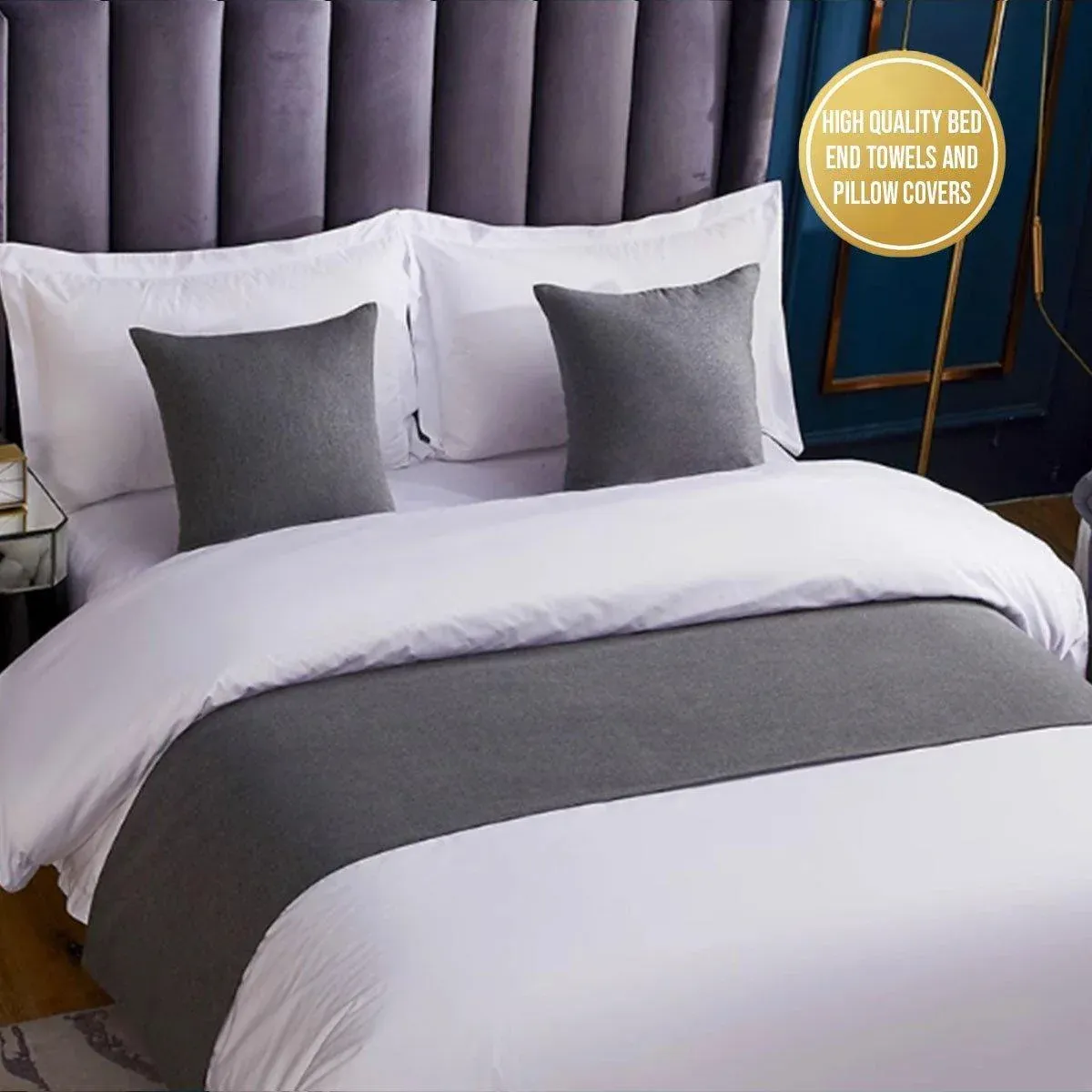 Luxury Hotel Bedding Set Bed End Towel Pillow Cover for Bedroom and Hotels - Green-45x45cm-Pillow cover — image 2