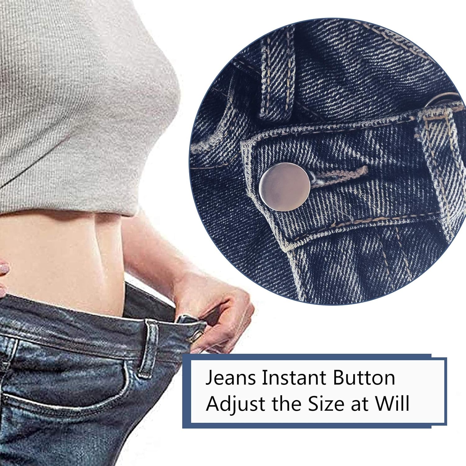 12 Sets Button Pins for Jeans, No Sew Jean Buttons Replacement,Removable Adjustable Instant Extender or Reduce Any Pants Waist (Silver) — image 6