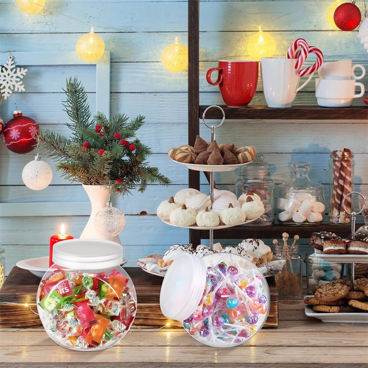 Candy Jars with Lids,6 Pcs 7.7ozCookie Containers Candy Jars with Lids,3 × 2in Plastic Snack Jars for Candy Buffet and Party Table, Candy Buffet — image 3