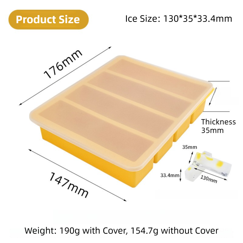 2-Packs Pink Flexible 4-Grid Silicone Long Ice Cube Tray with Lid - Easy Release Reusable Mold for Narrow Bottles & Cocktails โ image 6