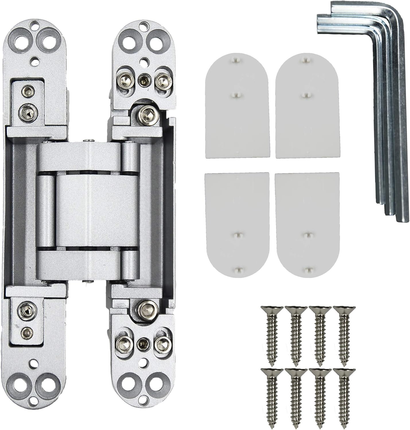 6inch Hidden Door Hinges Invisible Hinges Concealed Hinges Zinc Alloy 180 Degree Swing Hinge 3 Way Adjustable Butt Hinge 6 x 2.5 x 1 inch (Silver Pack of 3) — image 3