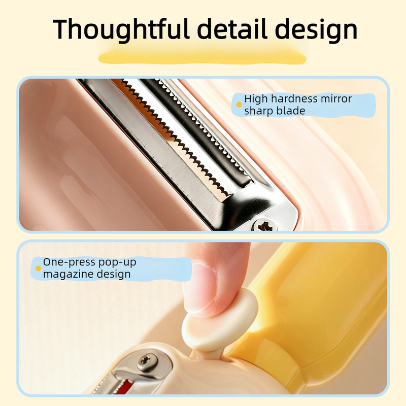 Storage-Type Vegetable Peeler, One-Button Pop-Up to Prevent Peel Splashing, Stainless Steel Fruit Peeling Tool—Yellow — image 2