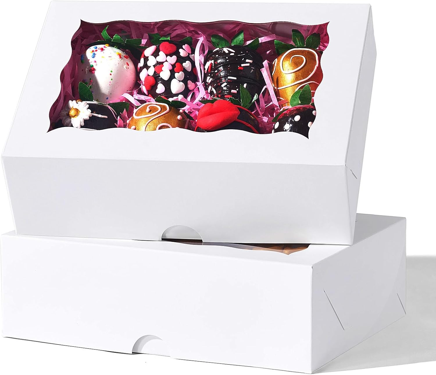 8PCS White Bakery Boxes with Window, 8x6x2.5 Inch Gift-Ready Pastry Box for Chocolate Strawberries, Macarons, Donuts, Truffles, Ores, Cookies, Donuts, Perfect