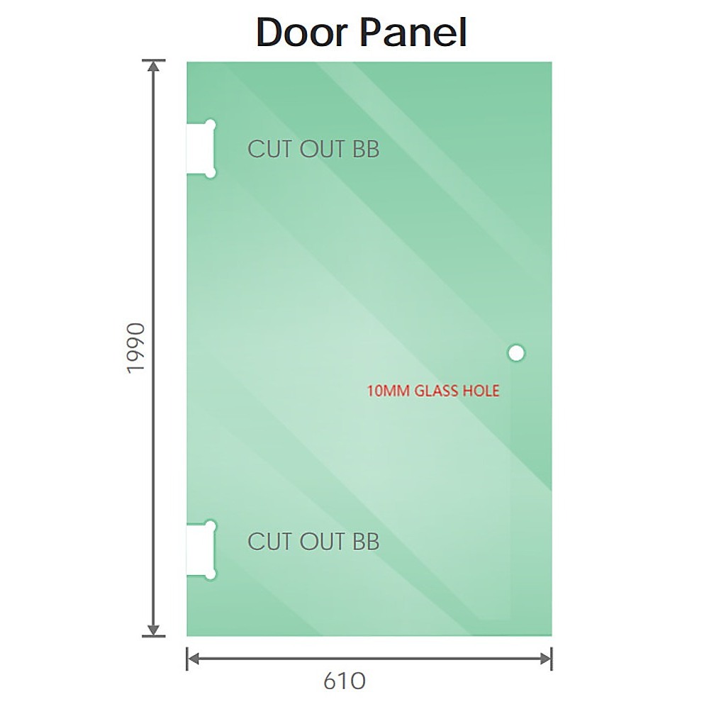 90cm Wall-to-Wall Frameless Shower Screen – Chrome Wall Channel and Floor Channel with Brass Hinges & Round Knob Handle — image 2
