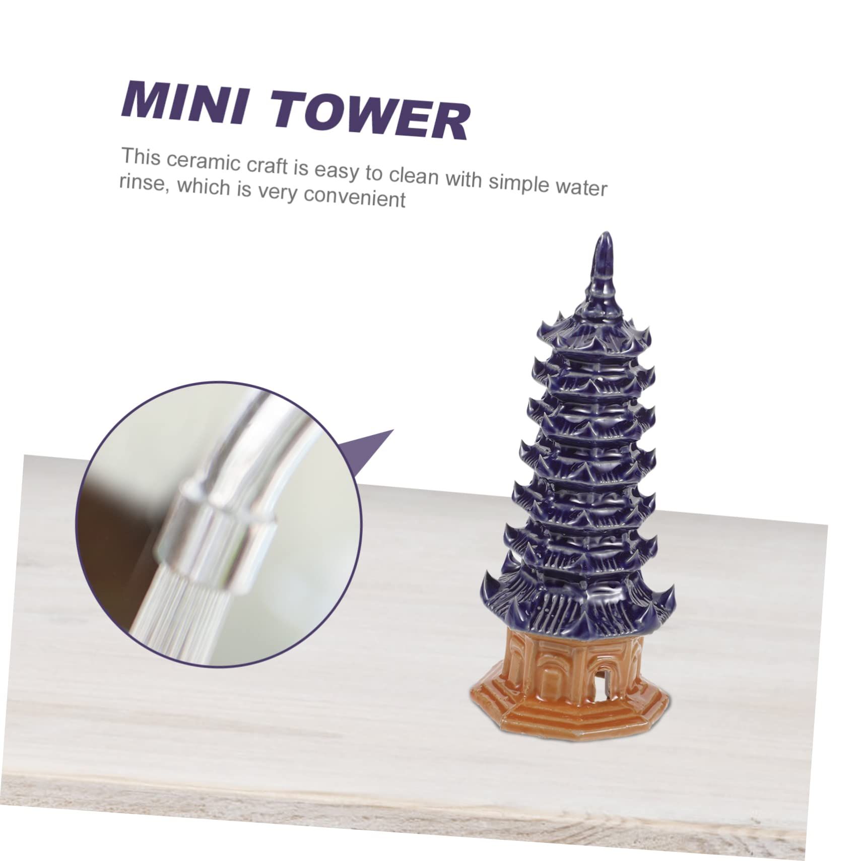 Statue Miniature Tower Ornaments 2pcs Hexagonal Pagoda Miniature Ceramics Zen Garden Outdoor Accessories Decor โ image 4