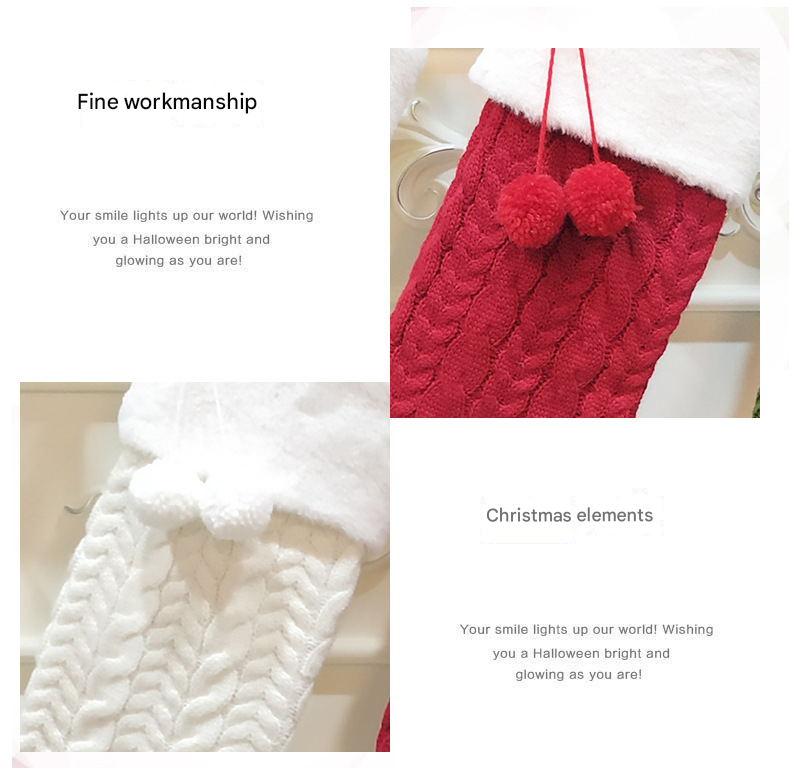White Large Cable Knit Christmas Stocking - Classic 43cm Holiday Decor for Fireplace Hanging โ image 3