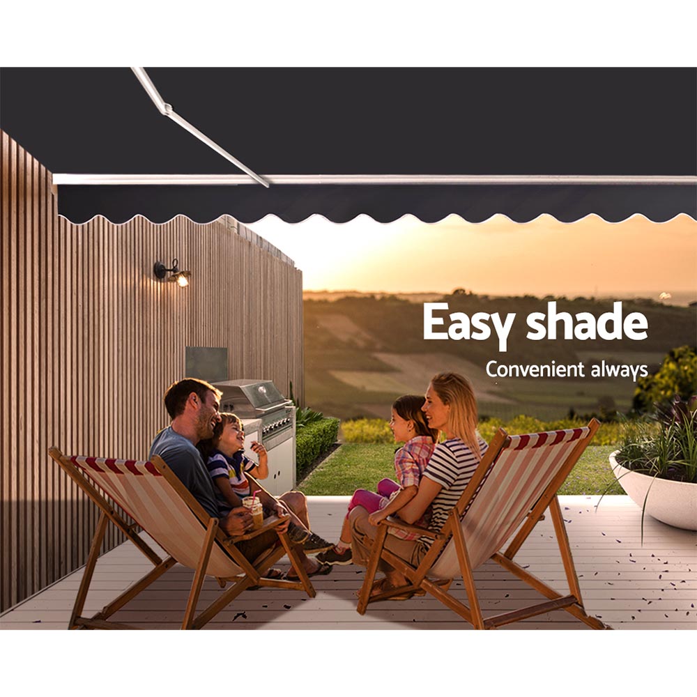 Instahut Retractable Folding Arm Awning Manual Sunshade 5Mx3M Grey — image 6
