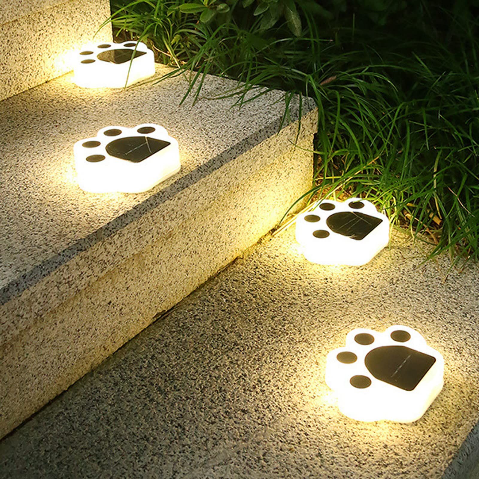 4pcs Solar powered paw print outdoor light, solar powered staircase landscape lighting, plastic solar powered floor light — image 4