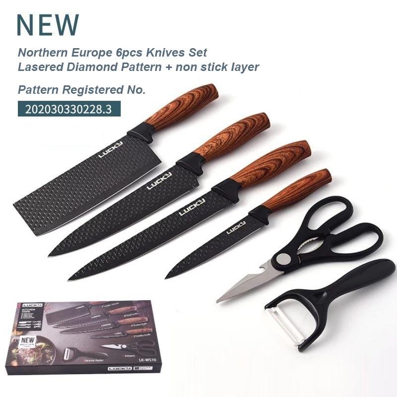 6 pieces Kitchen Knife Set Everich Chef Knives Stainless Steel Nonstick Scissor — image 4