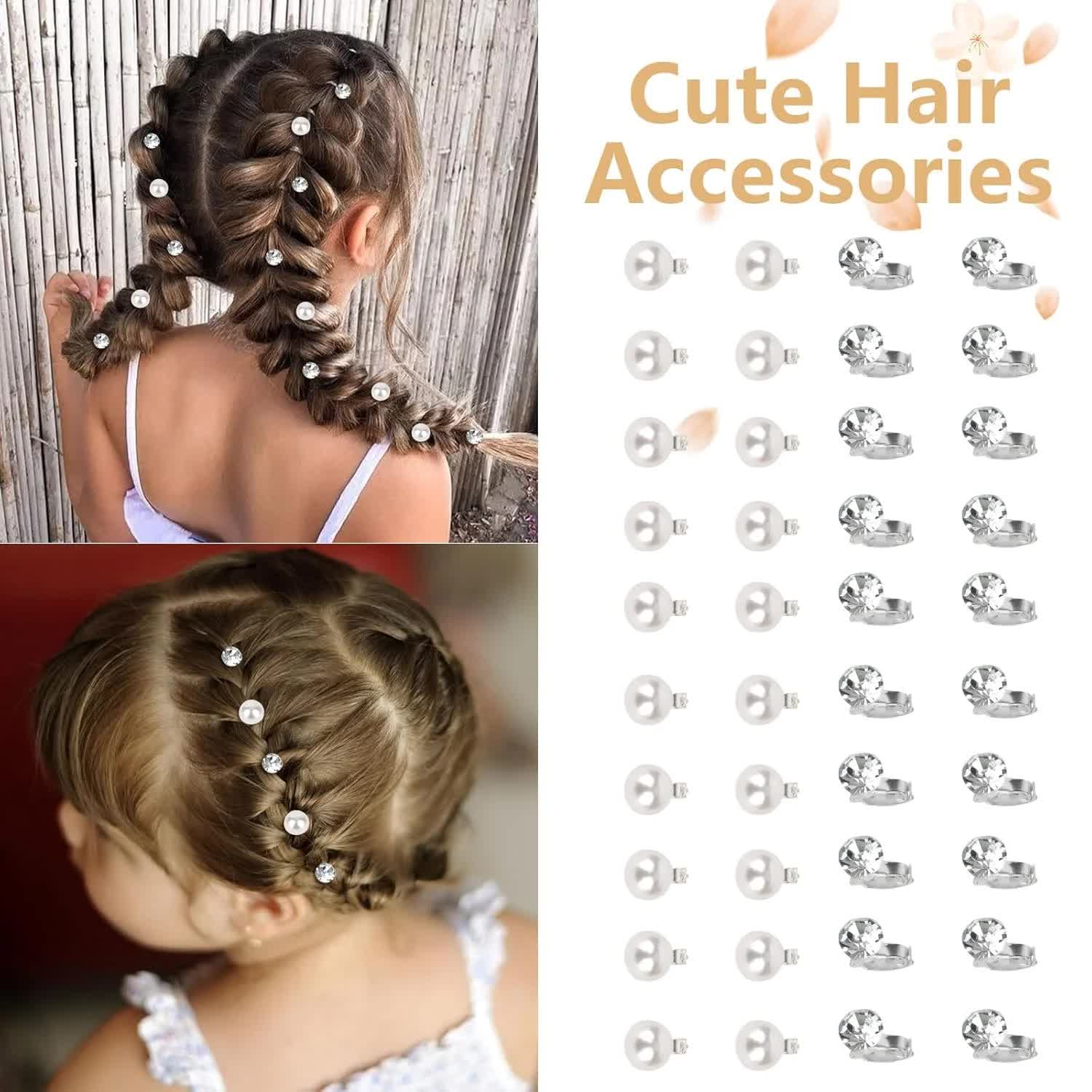 40 Pcs Mini Rhinestone Hair Clips Tiny Pearl Hair Clips Decorative Hair Clips Sparkly Crystal Hair Pins Silver White Hair Clips Wedding Bridal Hair Accessories — image 3