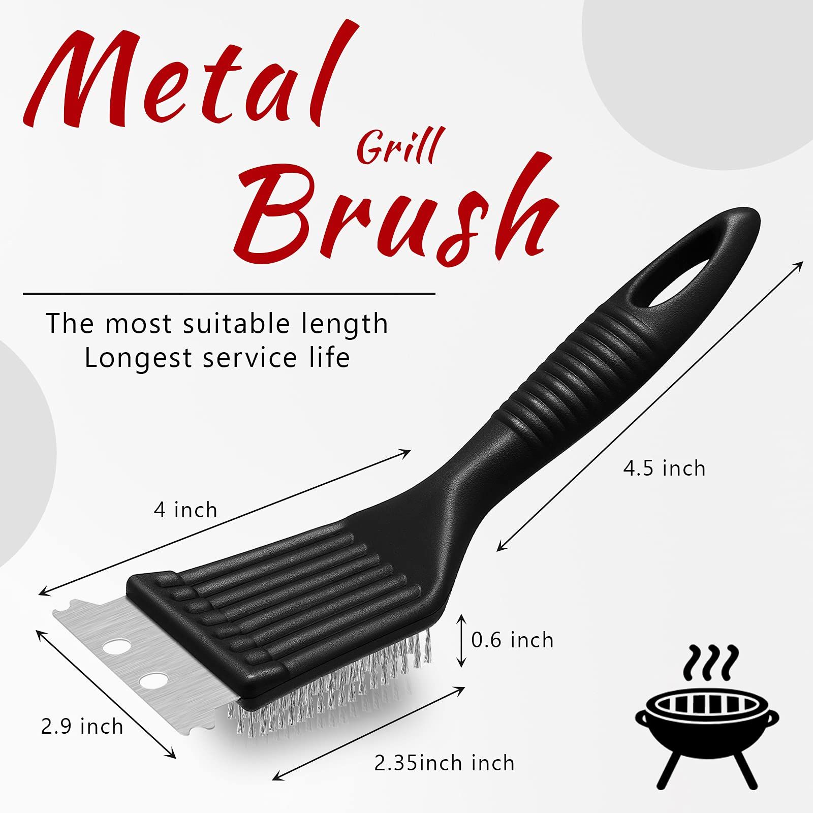 2 Pieces Grill Brush and Scraper Stainless Steel Wire Grill Brush Extra Strong BBQ Cleaner Accessories Duty Barbecue (8 Inch) — image 2