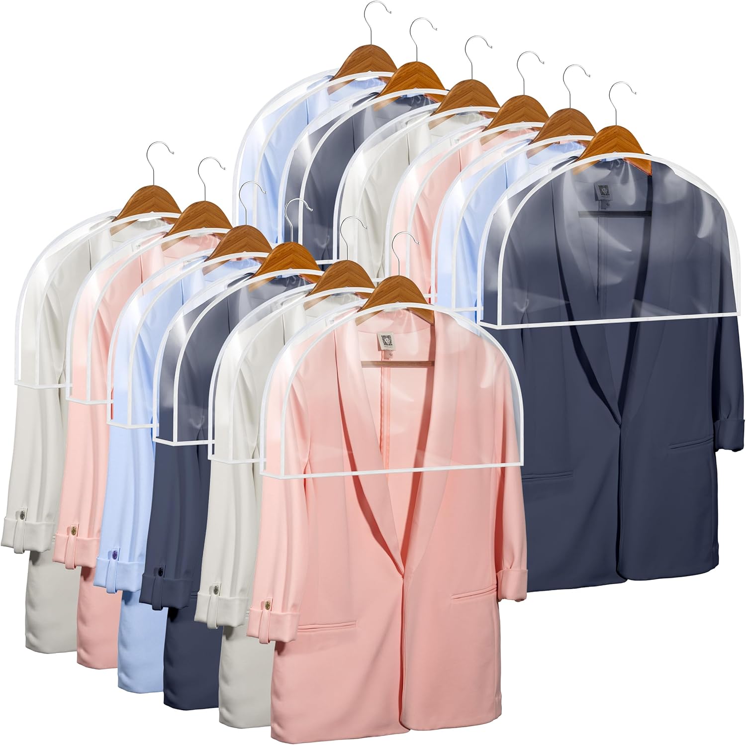 12 Pack Transparent Dustproof Garment Bags 60x30cm Wardrobe Organizer Storage Covers