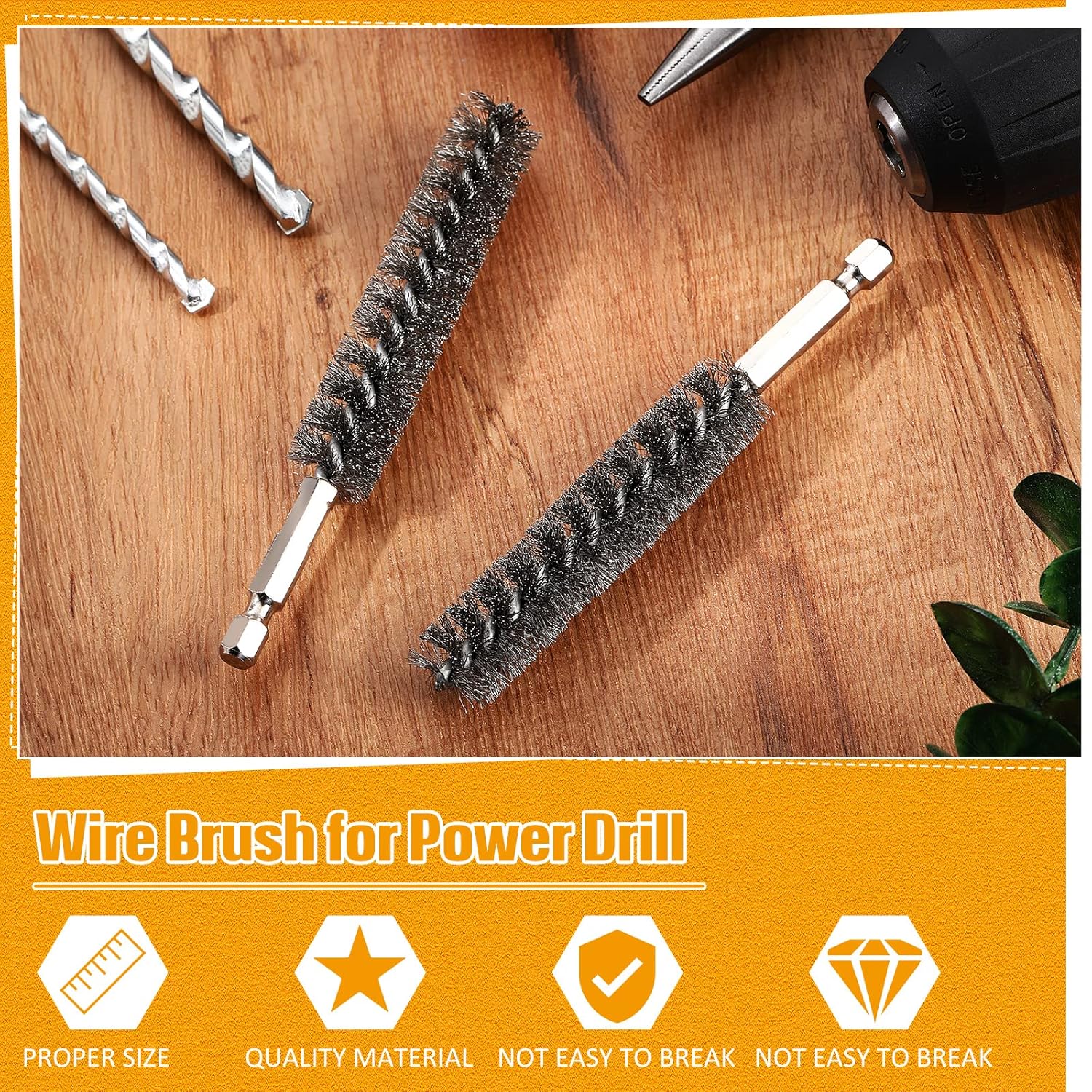 Bore Brush Bristles Wire Brush for Power Drill Cleaning Wire with Hex Shank Handle for Power Drill Cleaning(5 Pieces,Stainless Steel) — image 4