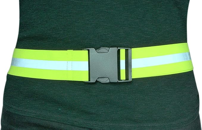 Green Reflective Elastic Waistband Adjustable Glow in the Dark Retro Style for Running Walking Motorcycling — image 2