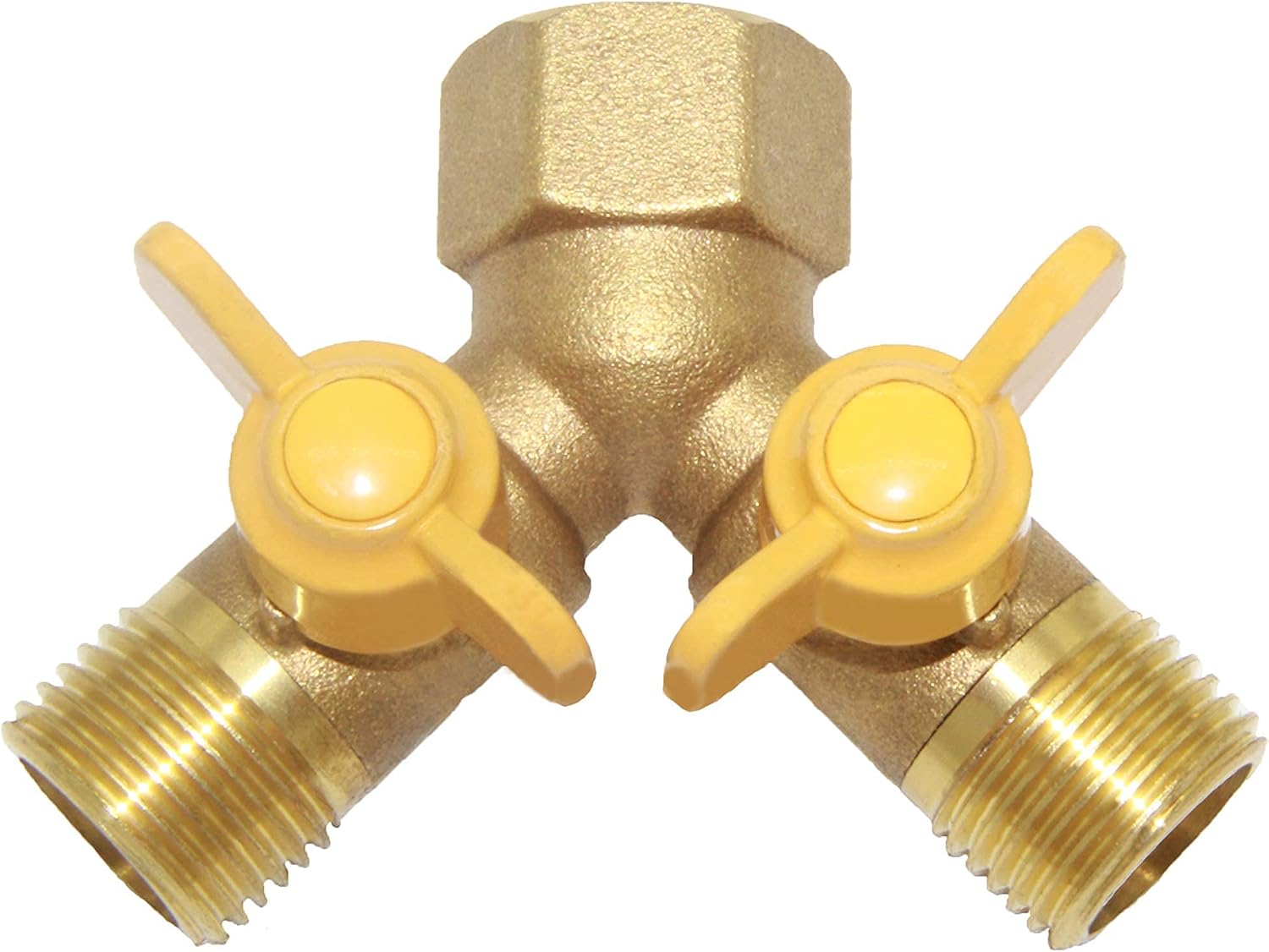 3 Way Split Brass Shut Off Ball Valve Fitting G 1/2" Male x 1/2" Female Thread Y Shaped Type Union Intersection with 2 Switch — image 6