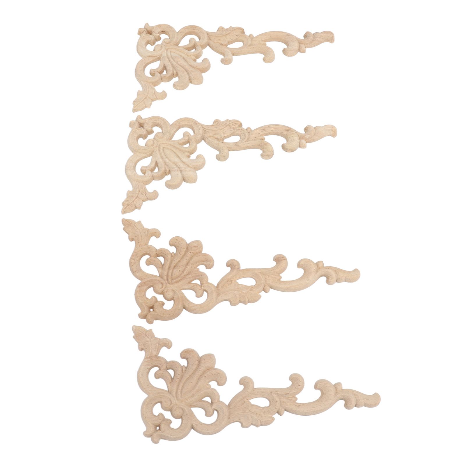 4Pcs Wood Corner Applique Decorative Carved Corner Onlay Applique for Cabinet Door Bed Wardrobe Furniture Decoration — image 5