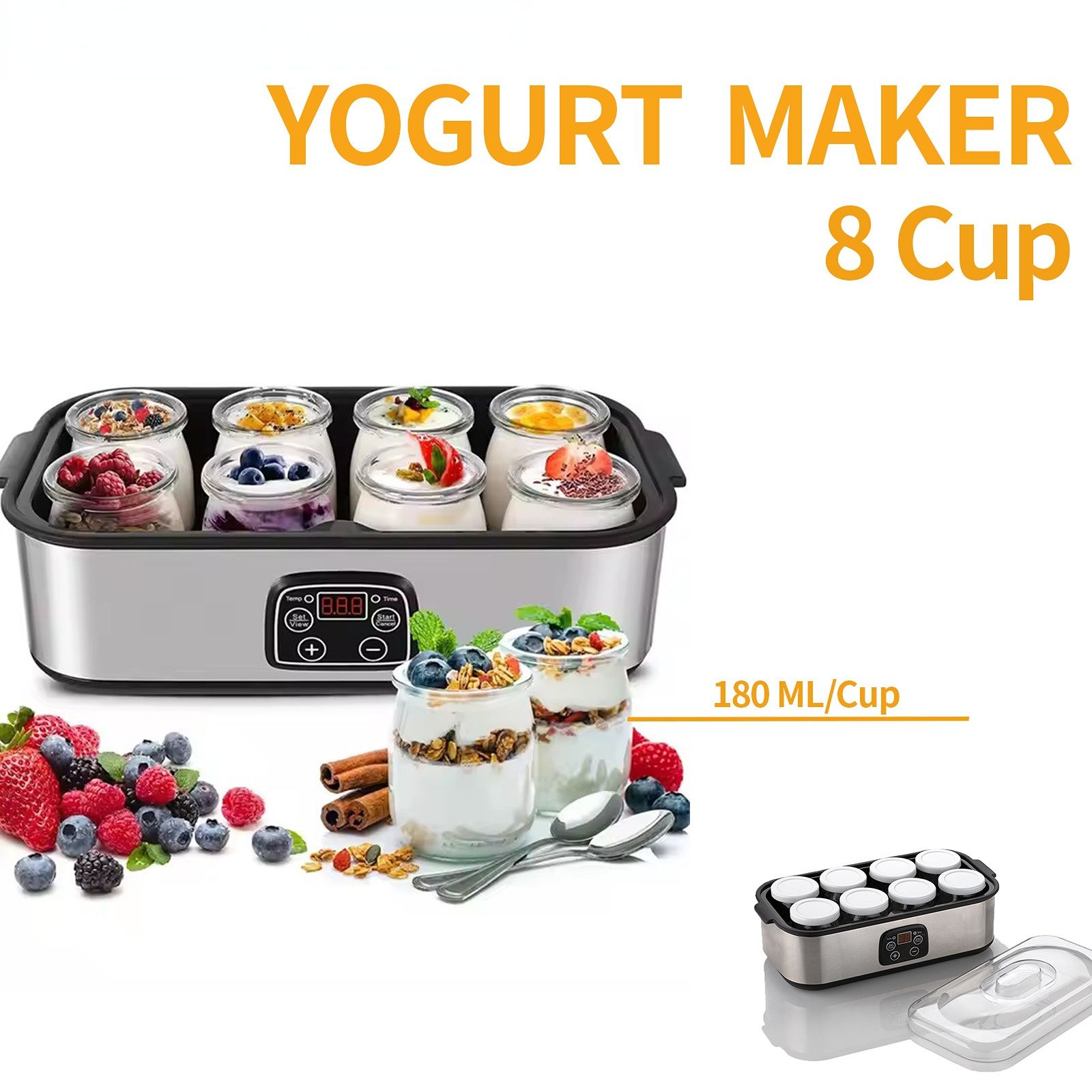 Eight-cup home yogurt maker, homemade with no additives, enjoy healthy deliciousness and freedom — image 2