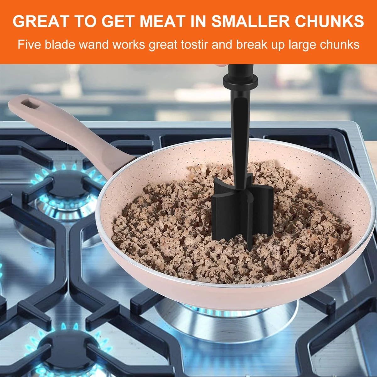 Meat Chopper, Hamburger Grinder, Premium Heat Resistant Smasher for Ground Beef, Burger Grinder Nylon Potato Mix Tool, Meat & Poultry Tenderizers-Black — image 2