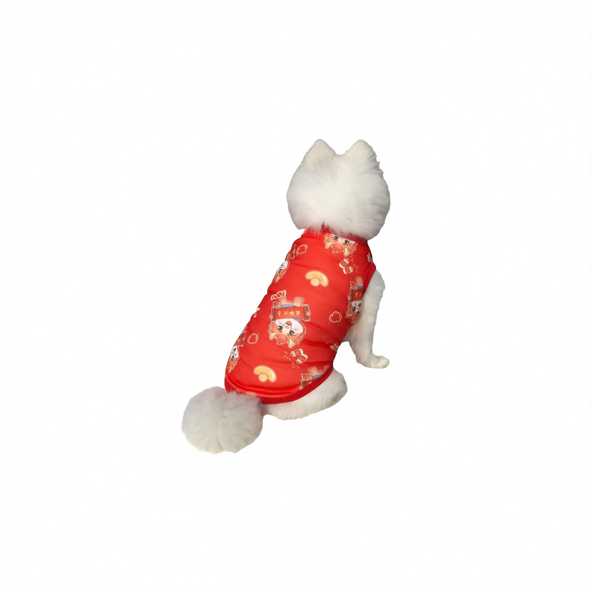 Winter Dog Vest Polyester Fleece Lined Cartoon Print Good luck in the year of the dragon [plus velvet and thickening] Mbust size42cm back length 30cm