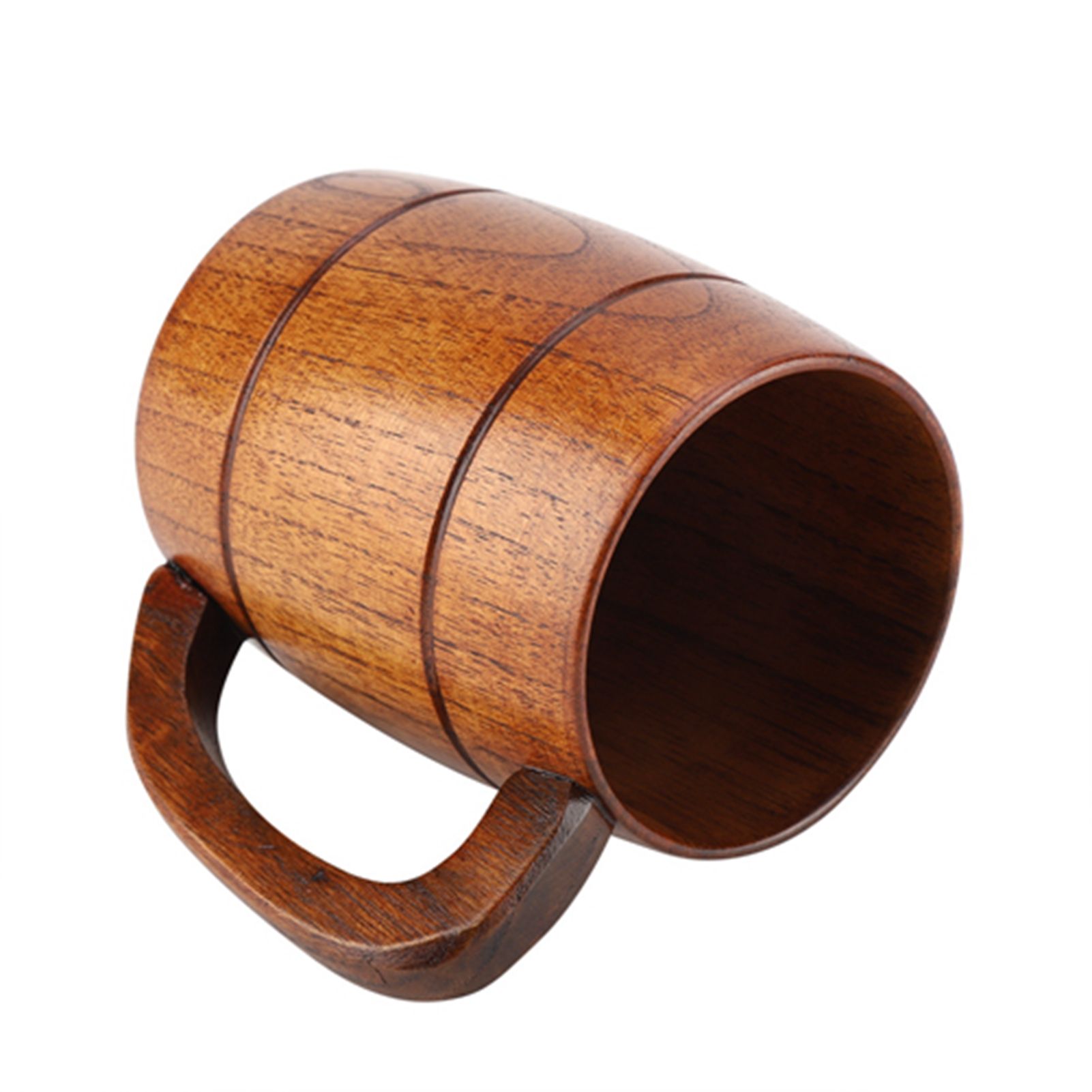 Natural Wooden Beer Cup Retro Big Capacity Tea Water Classic Wood Drinking Mug with Handle โ image 5