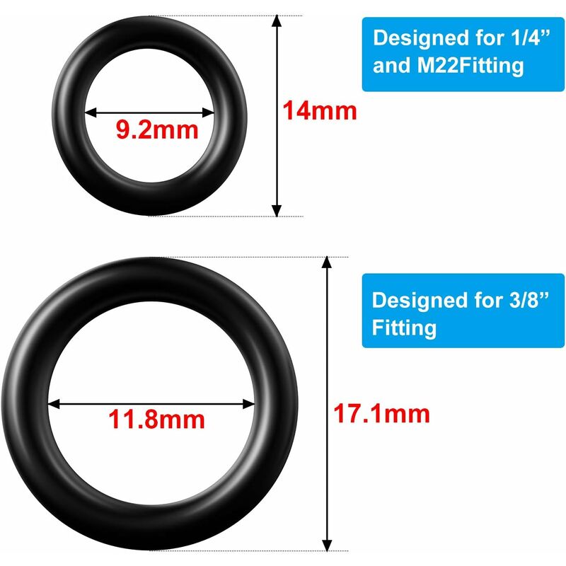 50 pcs Pressure Washer O-Rings Replacement For 1/4 Inch, 3/8 Inch, M22 Quick Connect Coupler (O Ring, 50 pcs) โ image 2