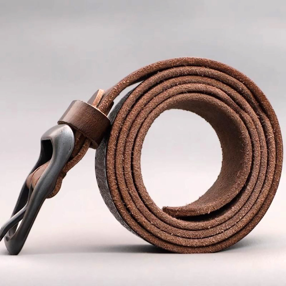 Men's Genuine Leather Belt Vintage Cowhide Pin Buckle 125cm Adjustable Length โ image 6