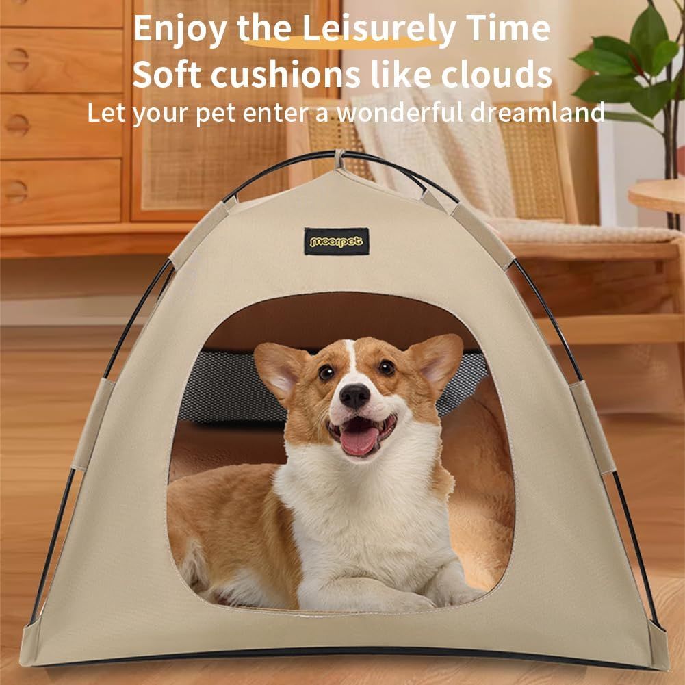 Blue All-Weather Portable Pet Tent with Dual-Sided Cushion & Insect-Proof Mesh – S Size 40 x 35 cm, Waterproof & Sun-Proof Outdoor Four Corner Dome Kennel for — image 3