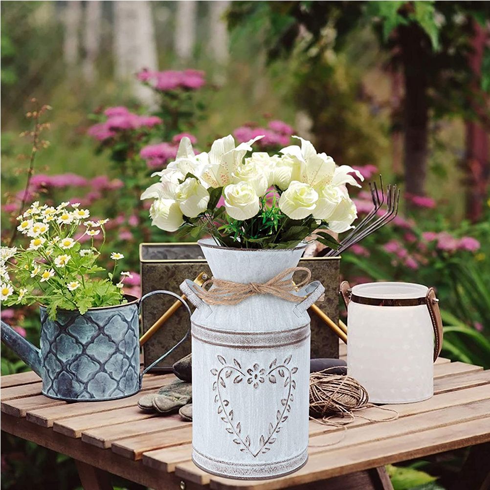 Vintage Flower Pot Iron Flower Pot Rustic Flower Bucket Metal Bucket Decorative Vase Pot for Garden Living Room Table Decoration — image 3
