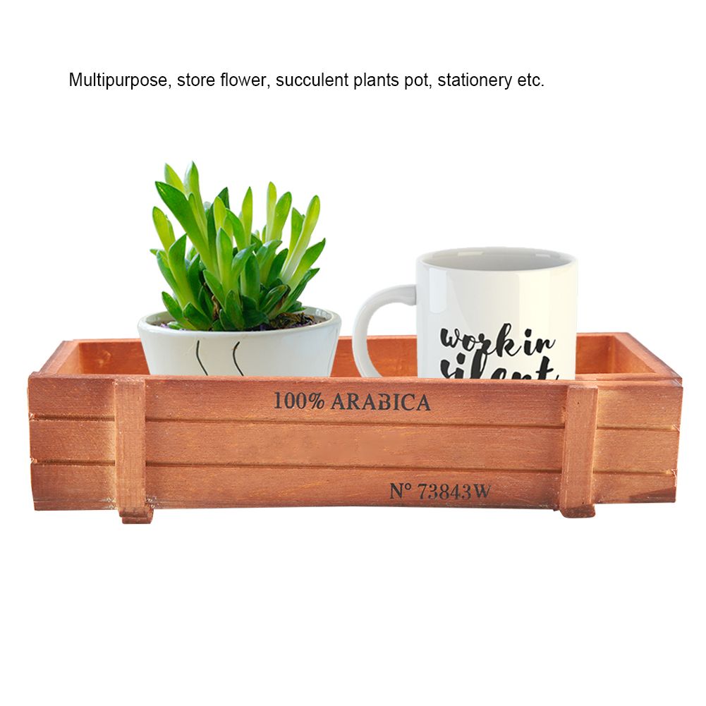 Vintage Wood Flower Planter Succulent Pot Rectangle Box for Home Desktop Storage Tray โ image 4