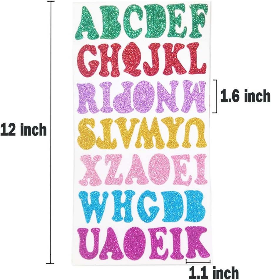 5 Sheets 210PCS Colorful Glittery Foam Self Adhesive Letters Stickers,Foam Letter Stickers Alphabet for Kid's Arts Craft Supplies Greeting Cards Scrap Books β image 6